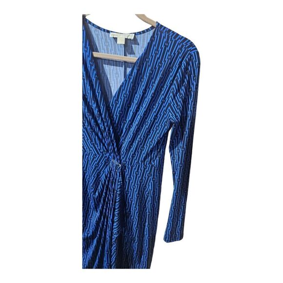 MICHAEL KORS Blue Black Wrap Dress - Size Medium - Picture 3 of 10
